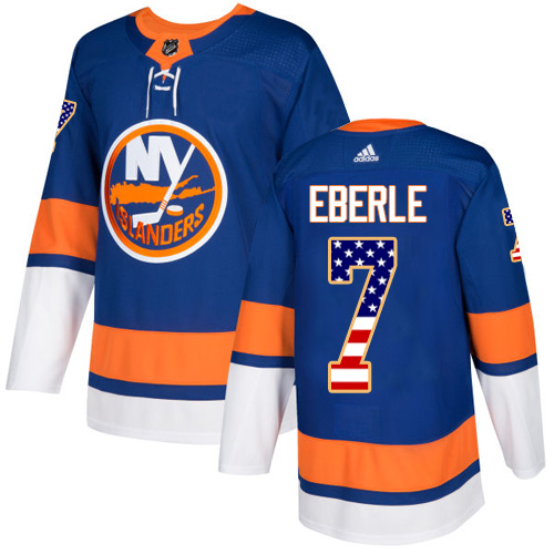 Adidas Islanders #7 Jordan Eberle Royal Blue Home Authentic USA Flag Stitched NHL Jersey